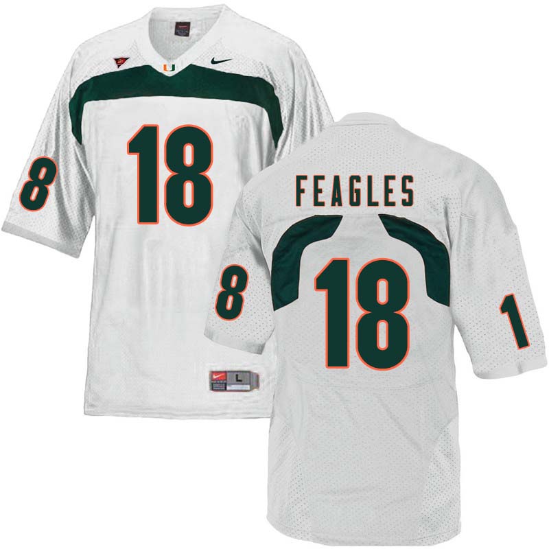 Nike Miami Hurricanes #18 Zach Feagles College Football Jerseys Sale-White